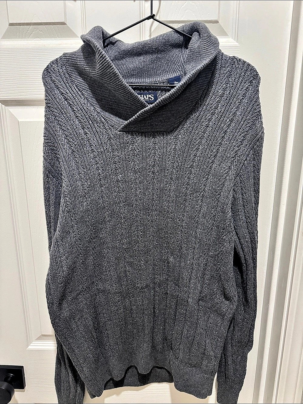 Chaps Gray Shawl Collar Sweater